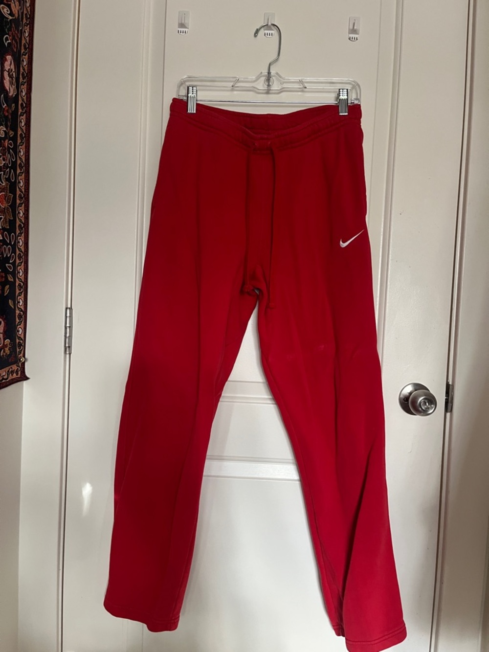 Nike Red Jogger Pants with White Swoosh